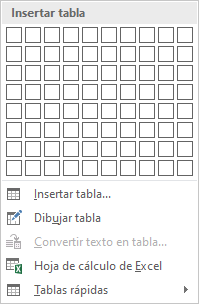 Comando insertar tabla word