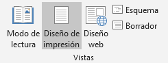 Comandos del grupo Vistas en Word