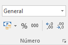 Comandos grupo Número Excel