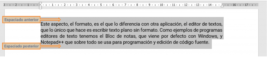 Espaciado anterior y posterior de un párrafo en Word Espaciado anterior y posterior de un párrafo en Word