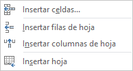 Insertar desde la pestaña de Inicio Excel